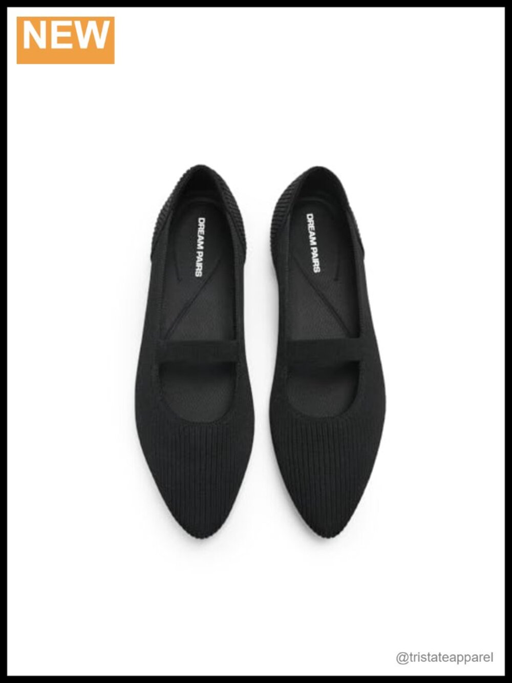 Women's Pointed Toe Dressy Mary Jane Flats Knit Elastic Comfort